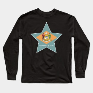 Delaware State Flag Star Long Sleeve T-Shirt